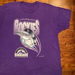 Vintage 90s Colorado Rockies Mad Ball Caricature Artex MLB Baseball T-Shirt